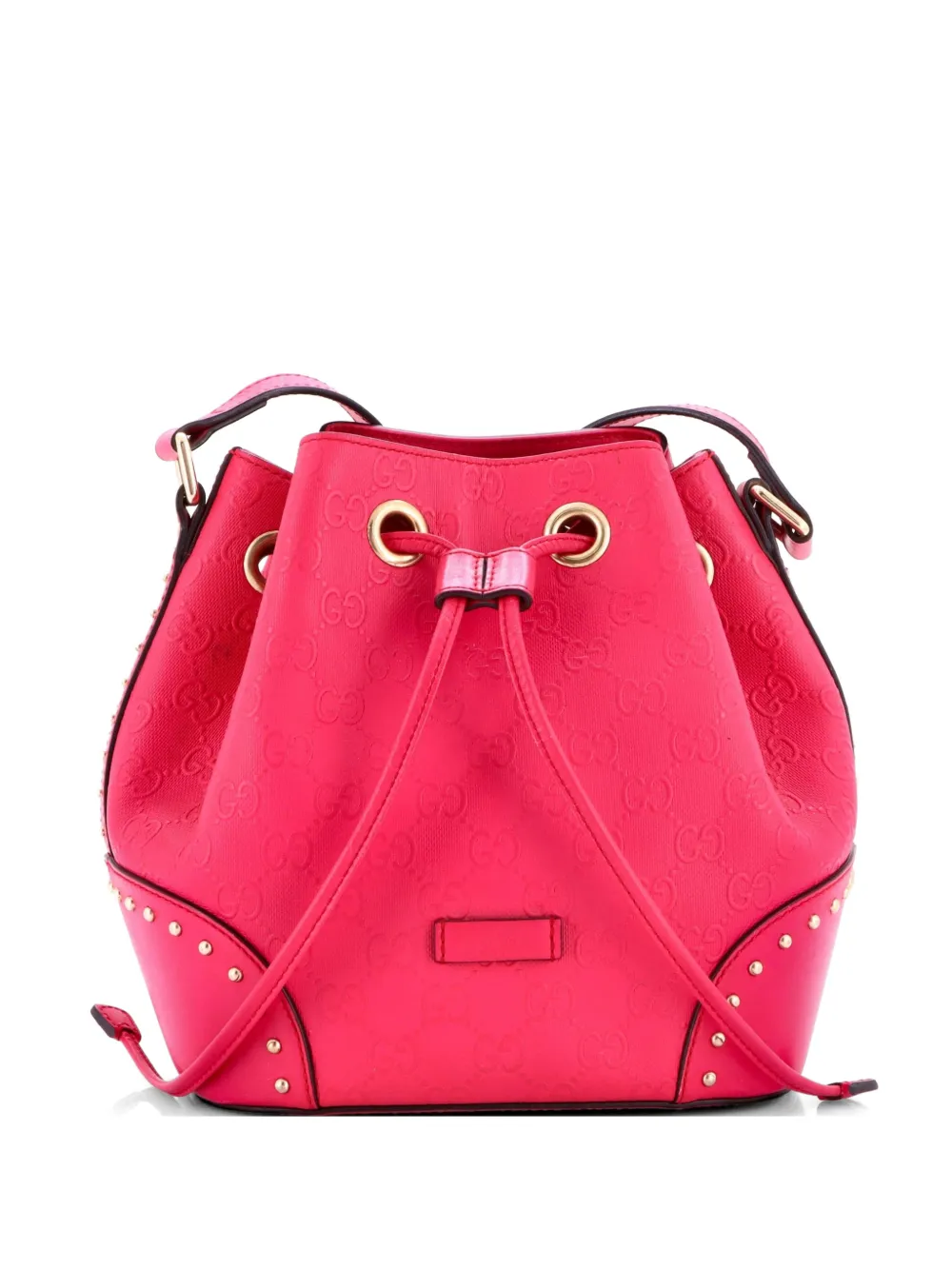 Gucci Pre-Owned Bright Studded GG Embossed Leather Small bucket bag - Rosa