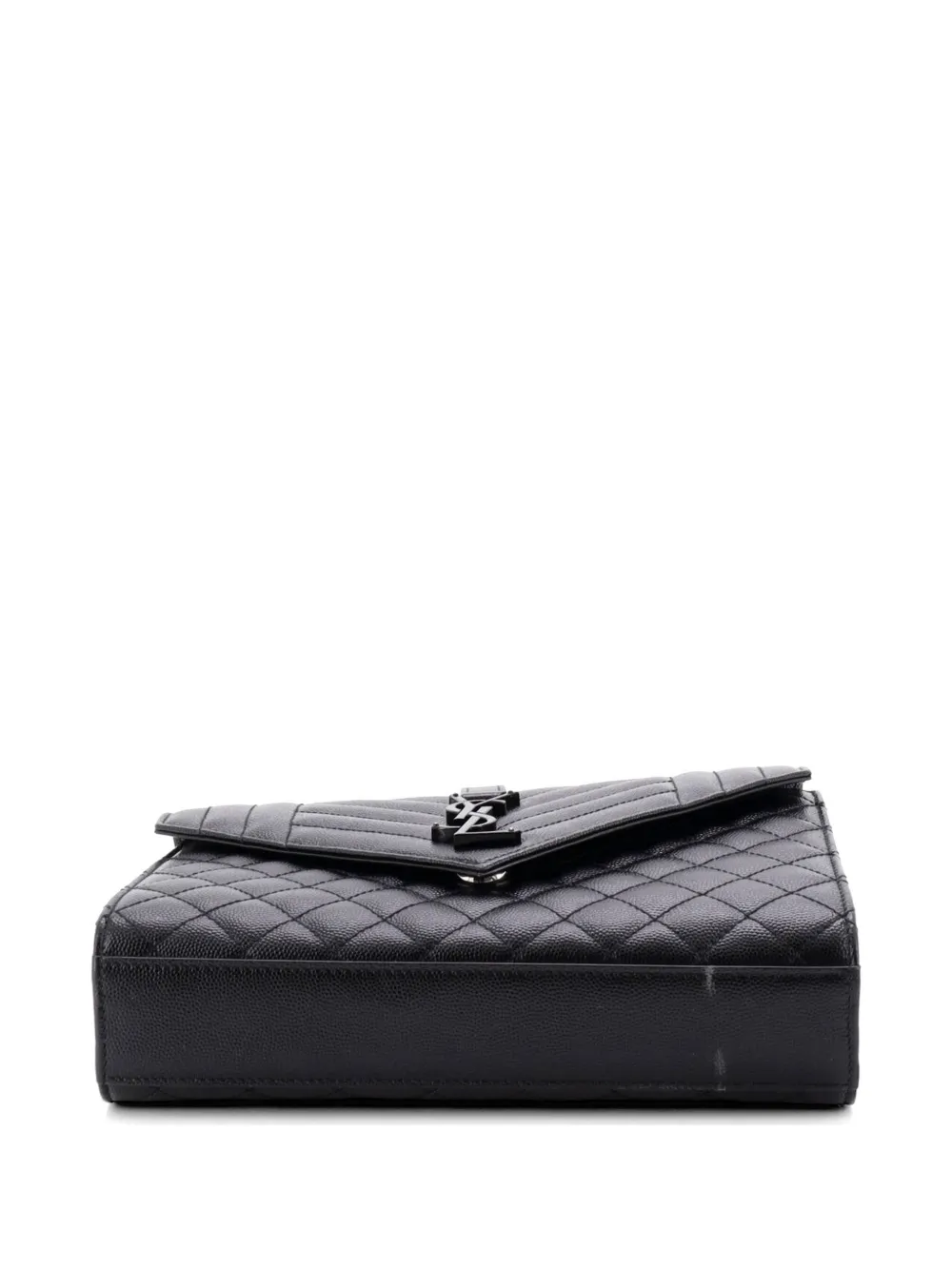 Saint Laurent Pre-Owned Classic Monogram Envelope Satchel Mixed Matelasse Leather Medium shoulder bag - Nero