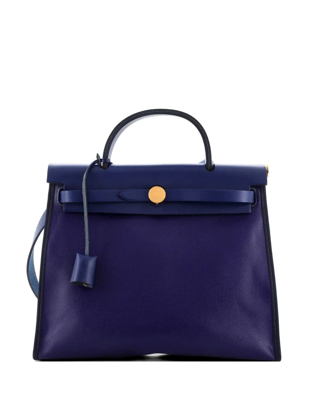 Hermès Pre-Owned Herbag Zip Berline Vache Canvas and Leather 31 shoulder bag - Blu