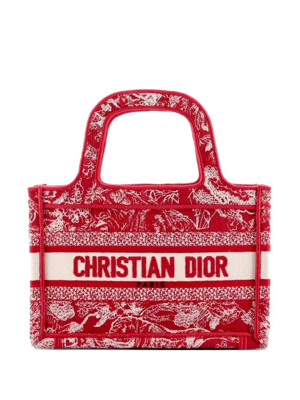 Christian Dior Pre-Owned Book Embroidered Canvas Mini tote bag - Rosso