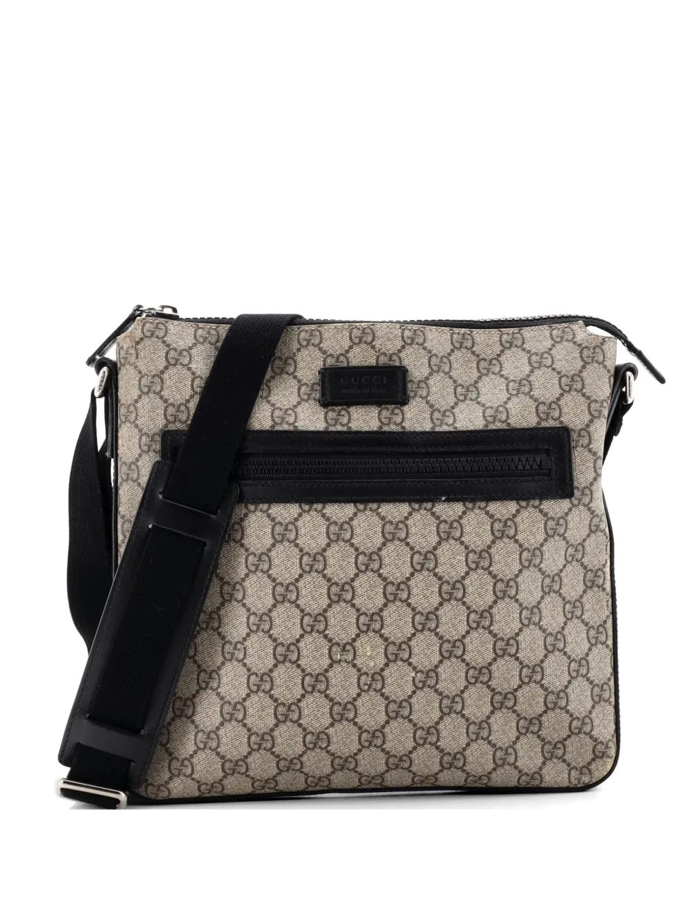 Gucci Pre-Owned Front Zip Messenger GG Coated Canvas Medium crossbody bag - Marrone