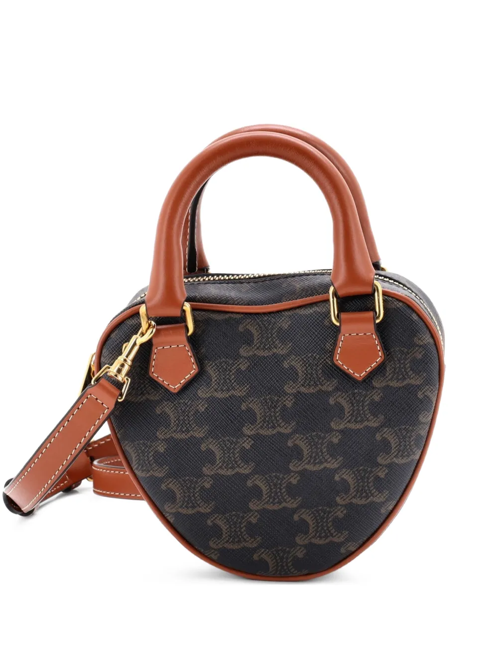 Celine Pre-Owned Heart Bag Triomphe Coated Canvas Medium crossbody bag - Marrone