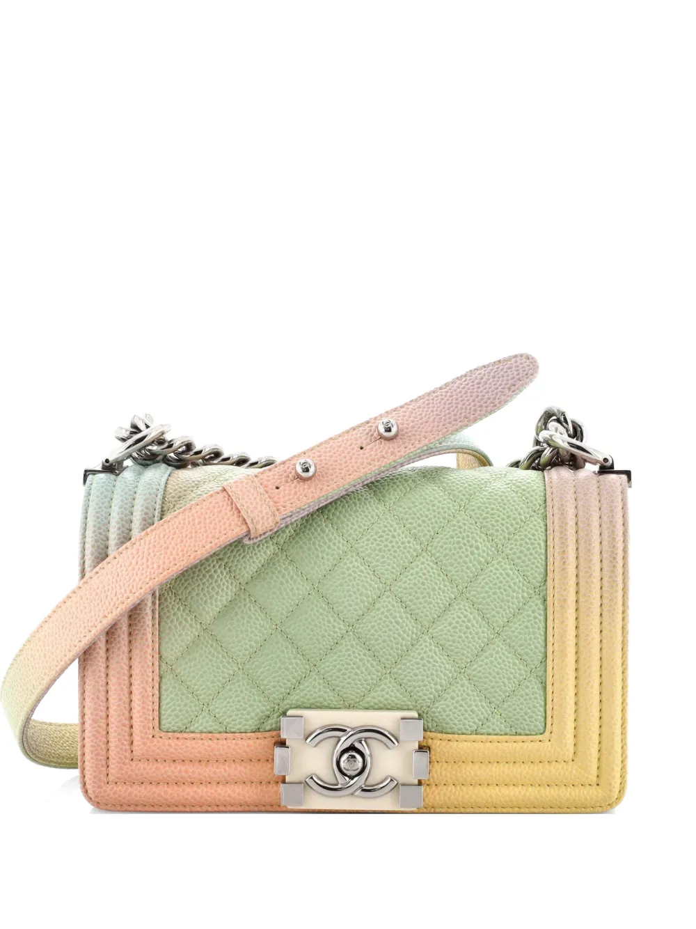 CHANEL Pre-Owned Rainbow Boy Flap Bag Quilted Painted Caviar Small shoulder bag - Mehrfarbig