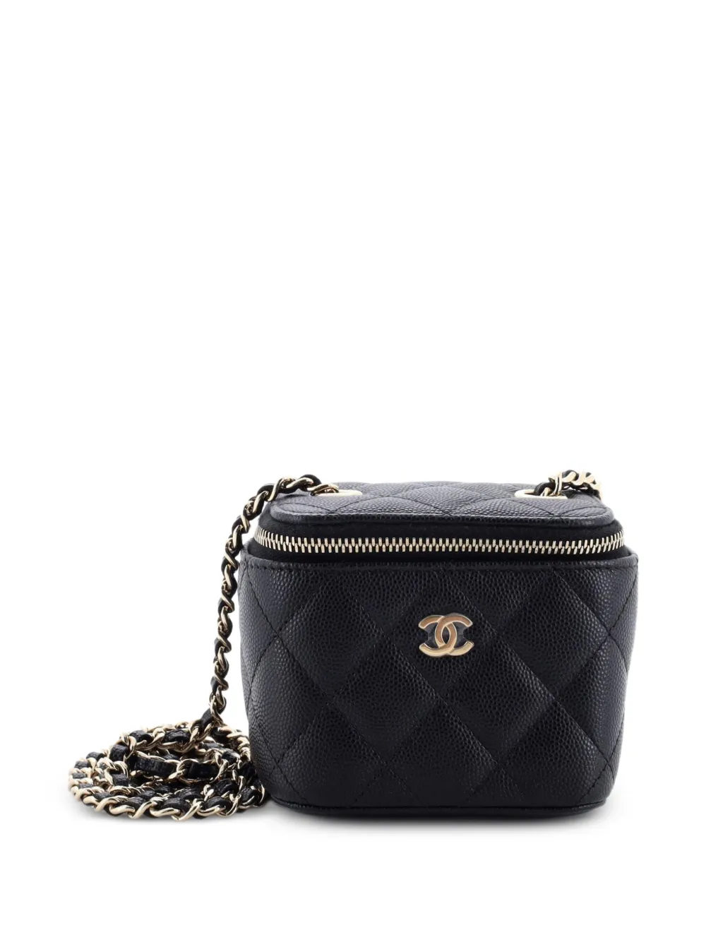 CHANEL Pre-Owned Classic Vanity Case with Chain Quilted Caviar Mini pouch - Nero