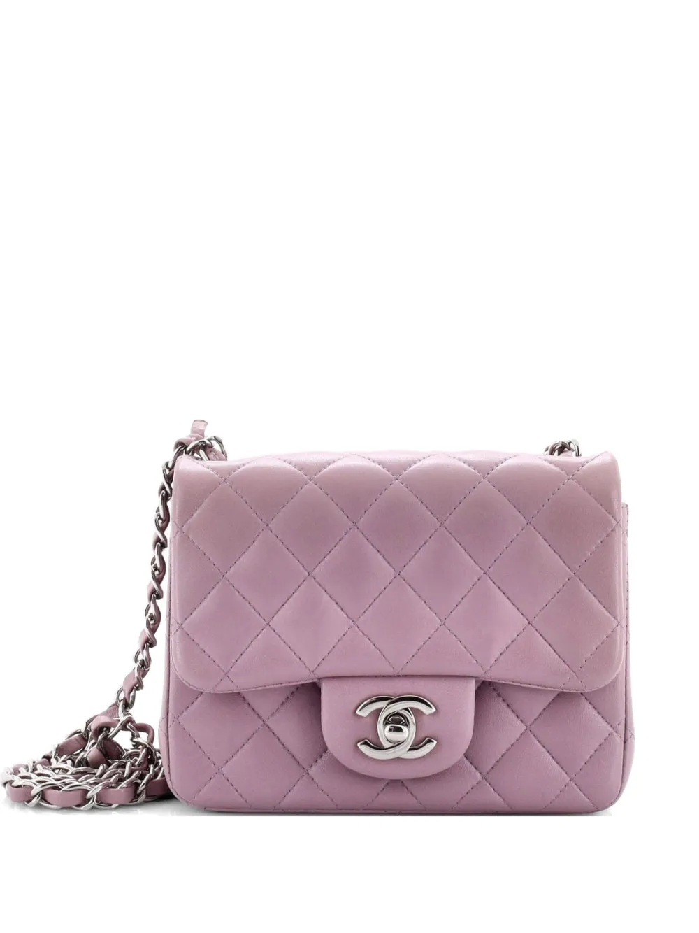 CHANEL Pre-Owned Square Classic Single Flap Bag Quilted Lambskin Mini crossbody bag - Viola