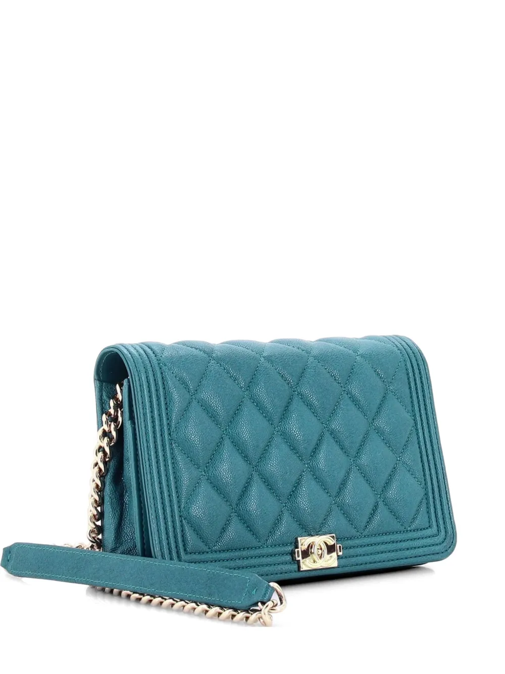 CHANEL Pre-Owned Boy Wallet on Chain Quilted Caviar crossbody bag - Verde
