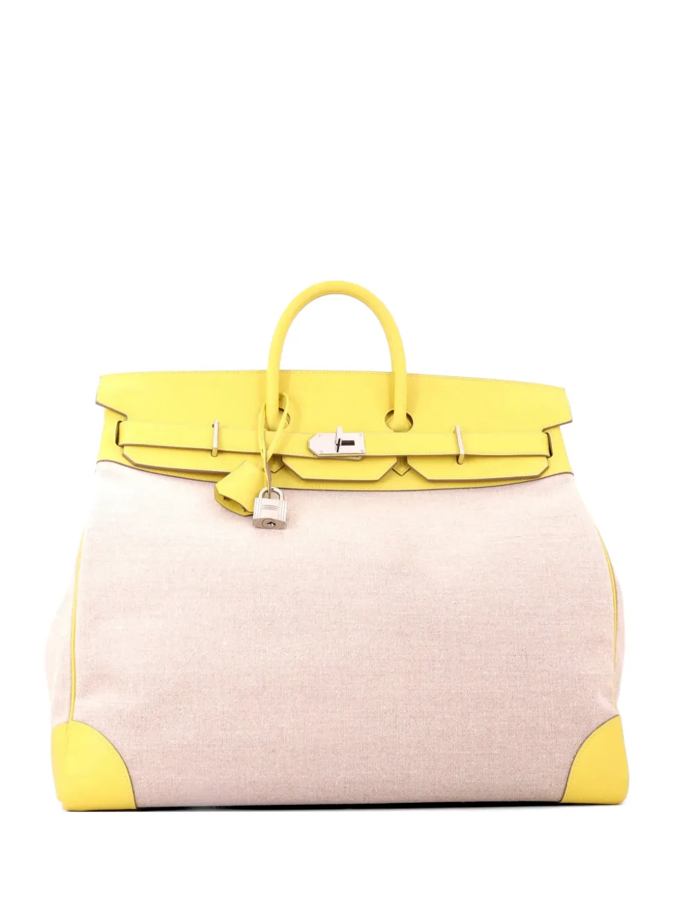 Hermès Pre-Owned HAC Birkin Bag Toile and Yellow Evercolor with Palladium Hardware 50 tote bag - Giallo