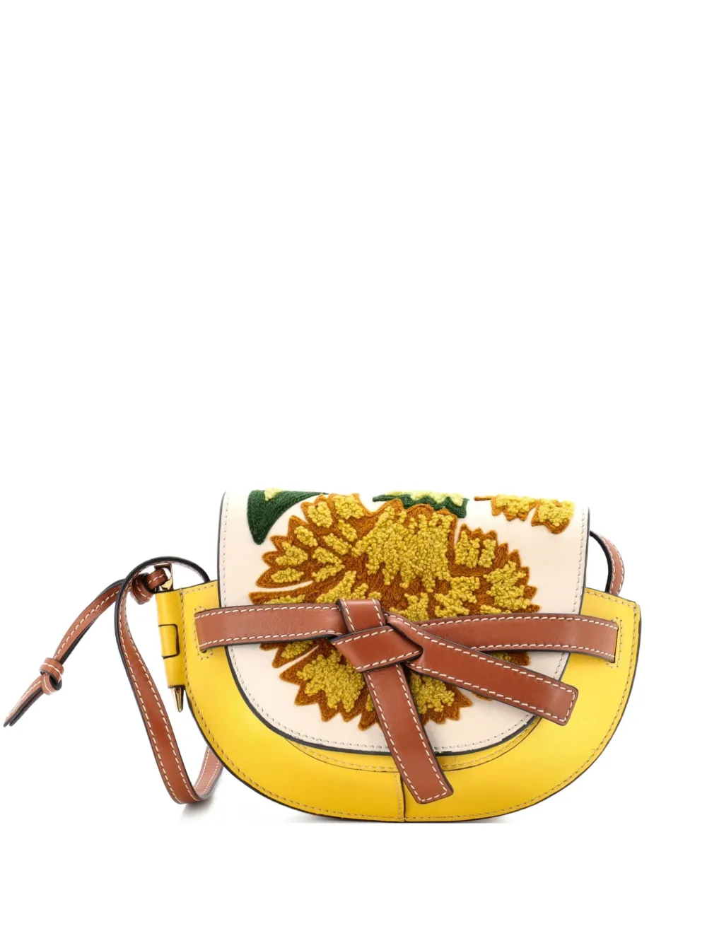 Loewe Pre-Owned Kleine Gate Schultertasche mit Blumenapplikation - Gelb