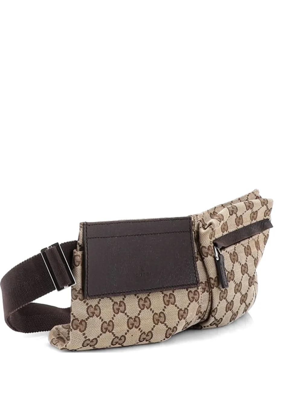 Gucci Pre-Owned Vintage Double GG Canvas with Leather Small belt bag - Marrone