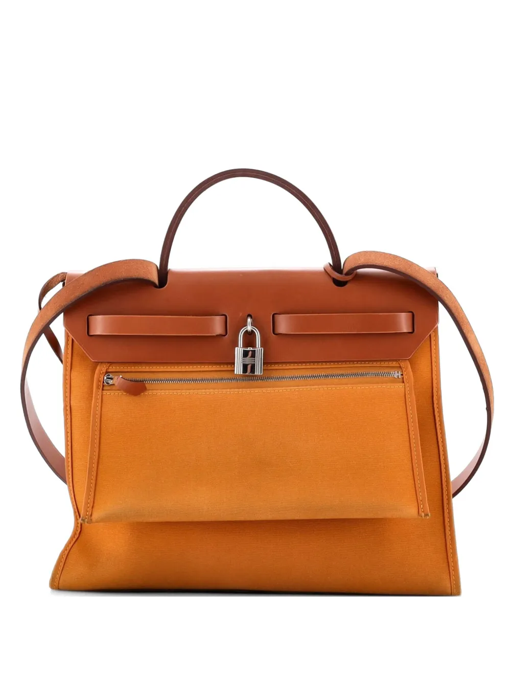 Hermès Pre-Owned Herbag Zip Leather and Toile 31 shoulder bag - Marrone