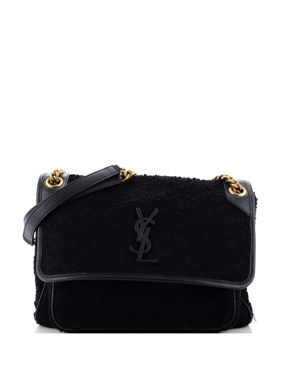 Saint Laurent Pre-Owned Niki Chain Flap Bag Matelasse Chevron Tweed Medium shoulder bag - Nero