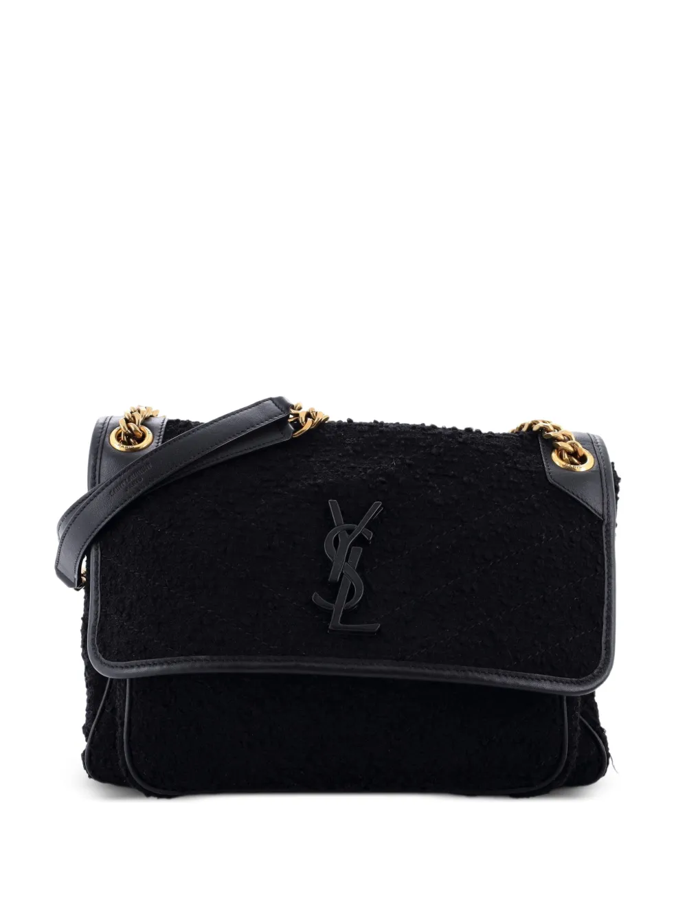 Saint Laurent Pre-Owned Niki Chain Flap Bag Matelasse Chevron Tweed Medium shoulder bag - Nero