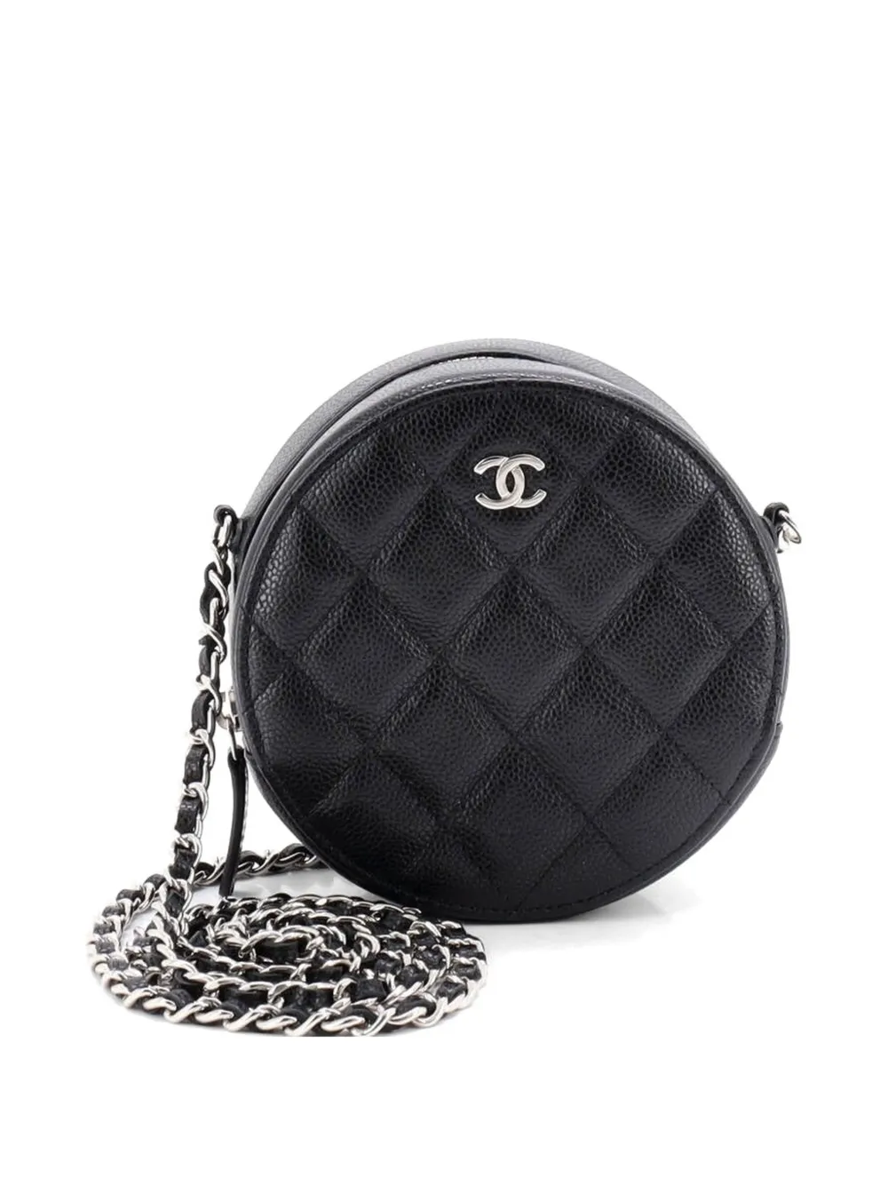 CHANEL Pre-Owned Round Clutch with Chain Quilted Caviar Mini crossbody bag - Black