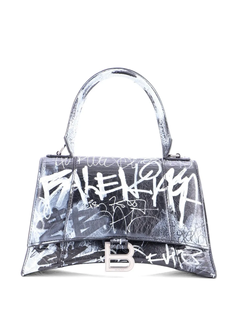Balenciaga Pre-Owned Graffiti Hourglass Top Handle Bag Leather Small satchel - Nero