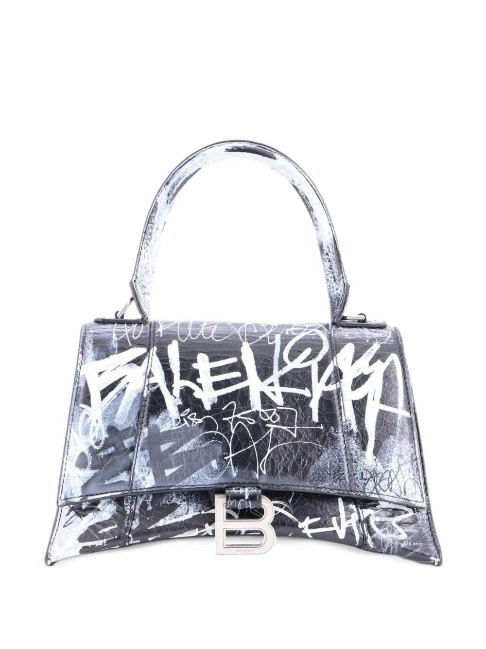 Balenciaga Pre-Owned Graffiti Hourglass Top Handle Bag Leather Small satchel - Nero