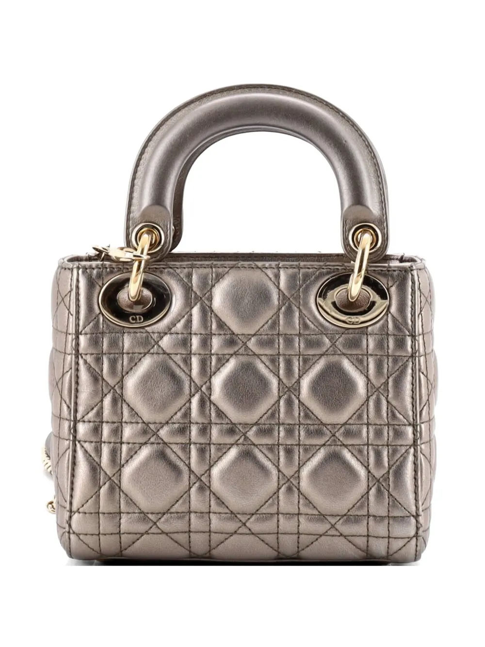 Christian Dior Pre-Owned Lady Dior Chain Bag Cannage Quilt Lambskin Mini satchel - Grigio