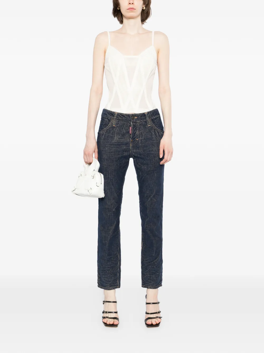 DSQUARED2 Whiskered jeans met logolabel Blauw