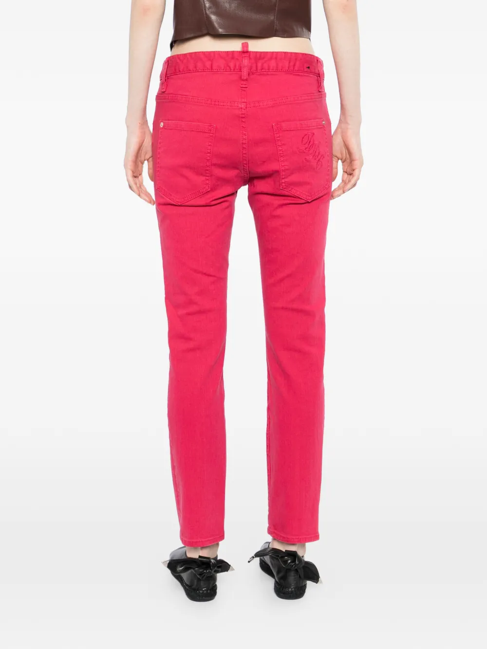DSQUARED2 Slim-fit jeans met logo-label Rood
