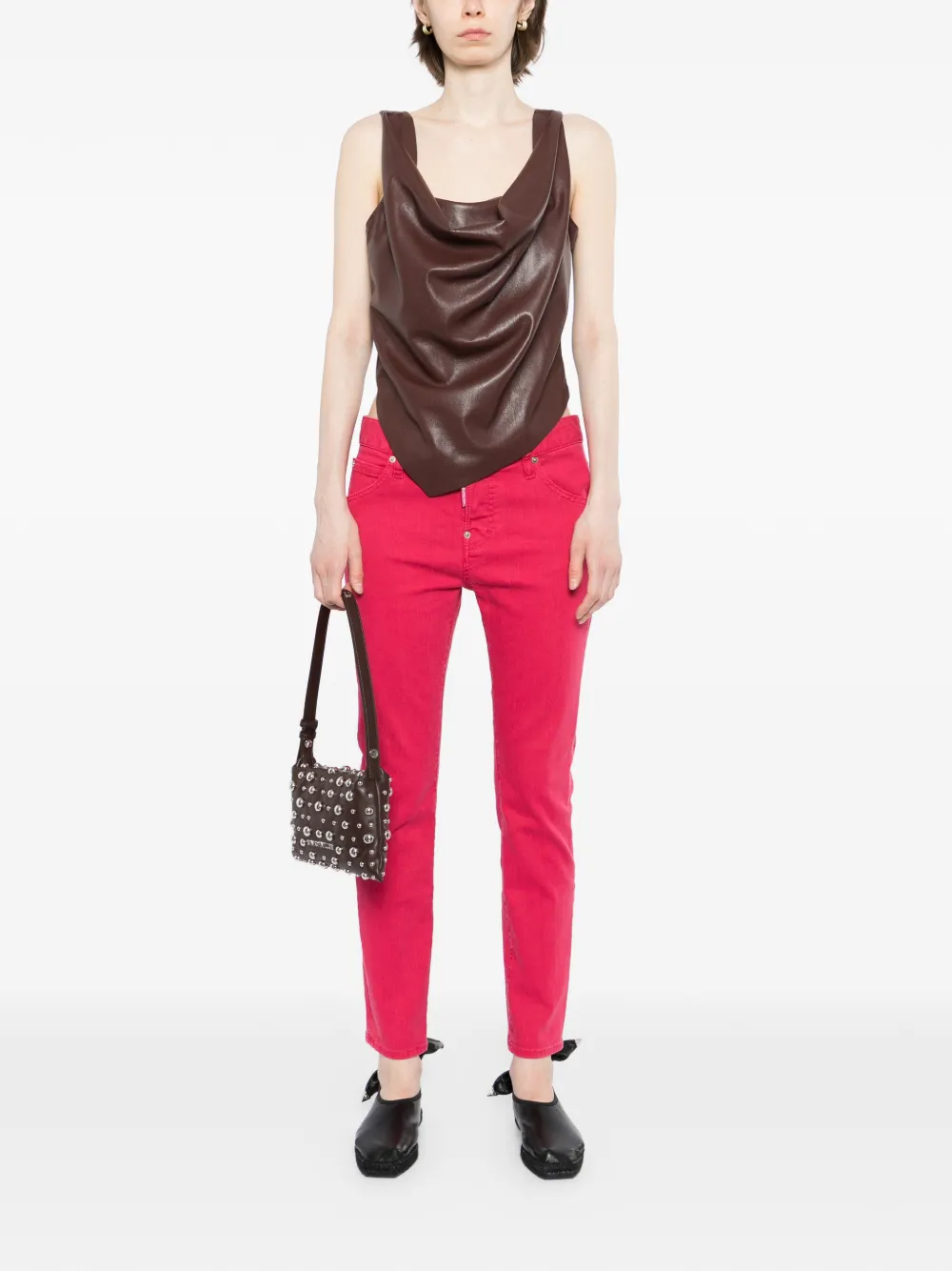 DSQUARED2 Slim-fit jeans met logo-label Rood