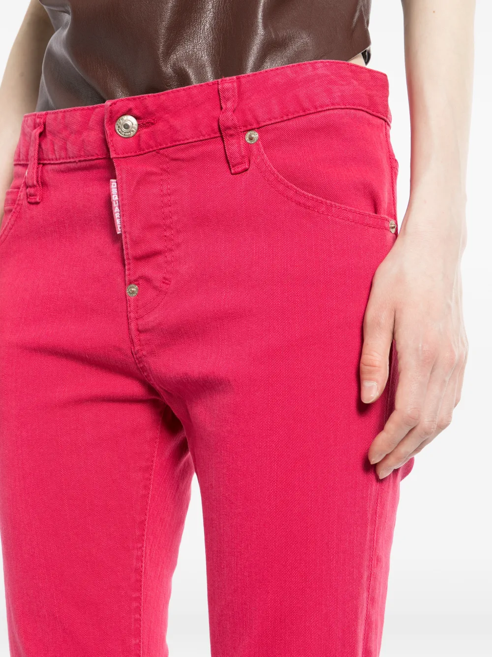 DSQUARED2 Slim-fit jeans met logo-label Rood