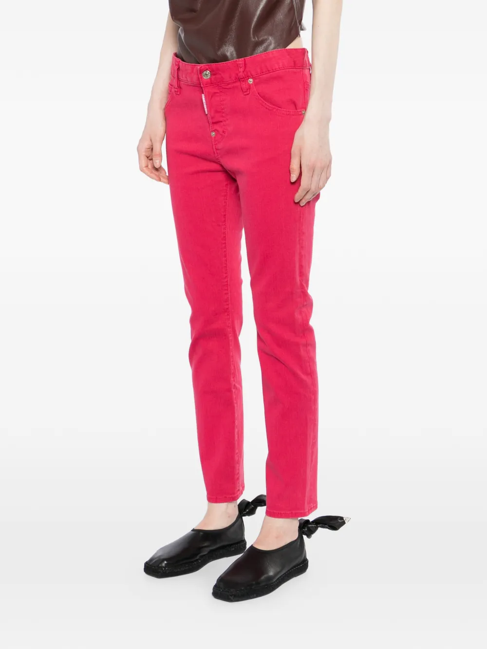 DSQUARED2 Slim-fit jeans met logo-label Rood