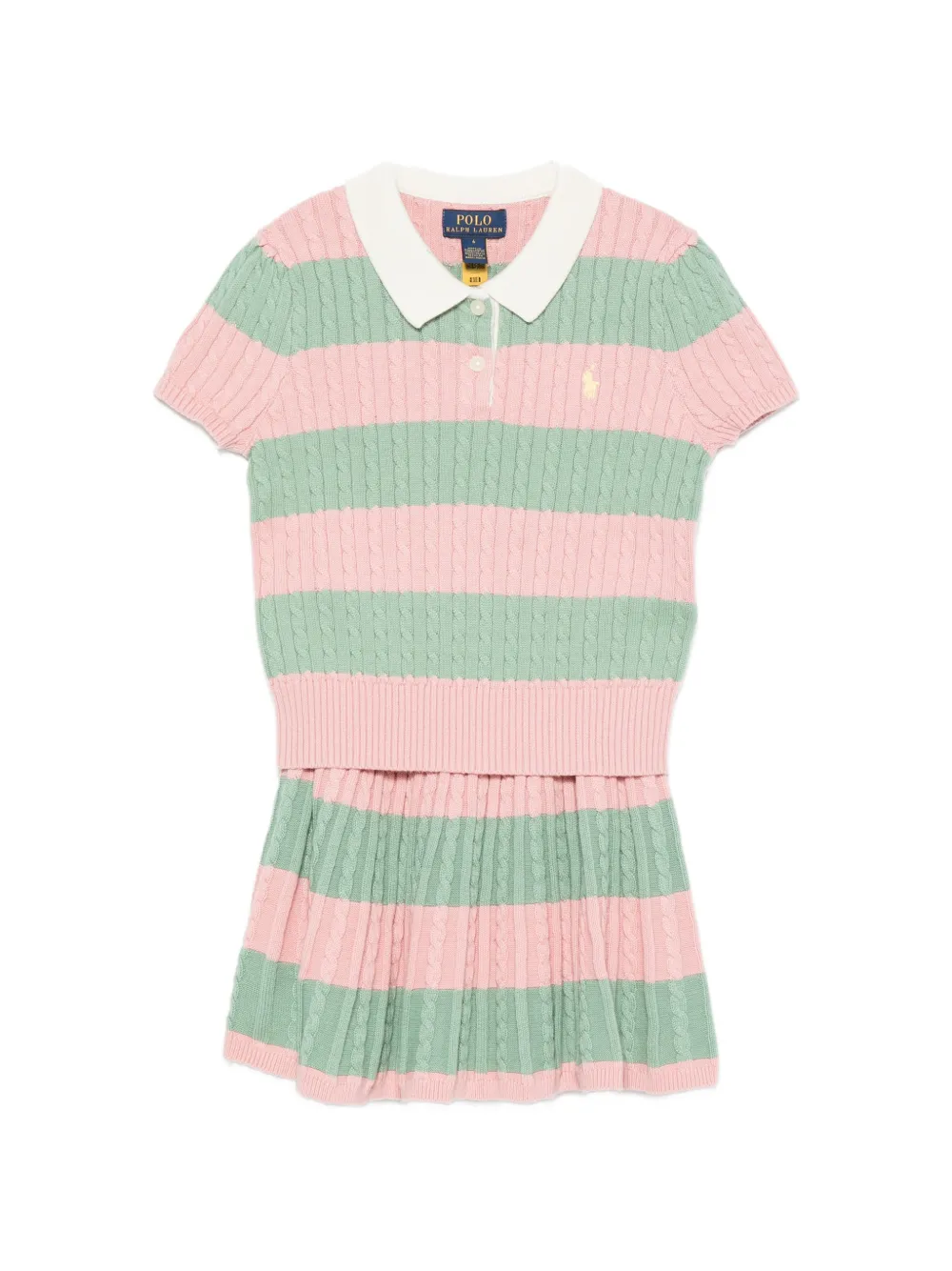 POLO RALPH LAUREN KIDS cable-knit striped skirt set - Rosa