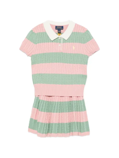 POLO RALPH LAUREN KIDS cable-knit striped skirt set