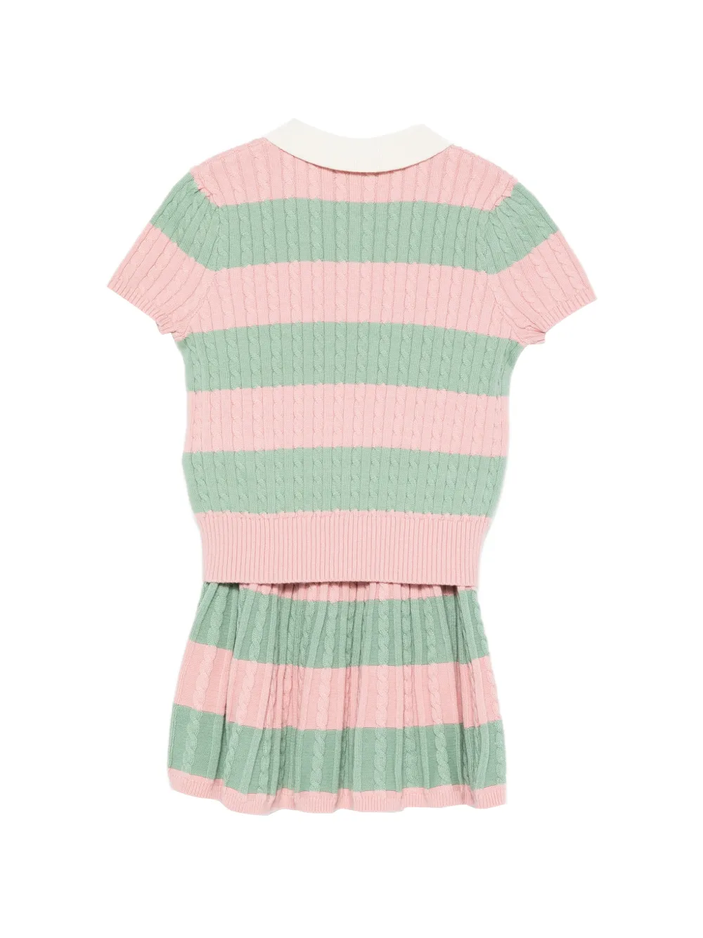 POLO RALPH LAUREN KIDS Kabelgebreide gestreepte rok set Roze
