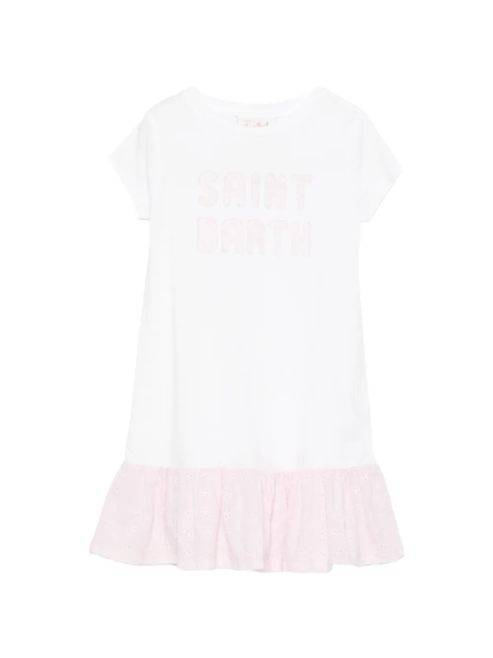 MC2 Saint Barth Kids Abbey broderie anglaise jurk met ruches Wit