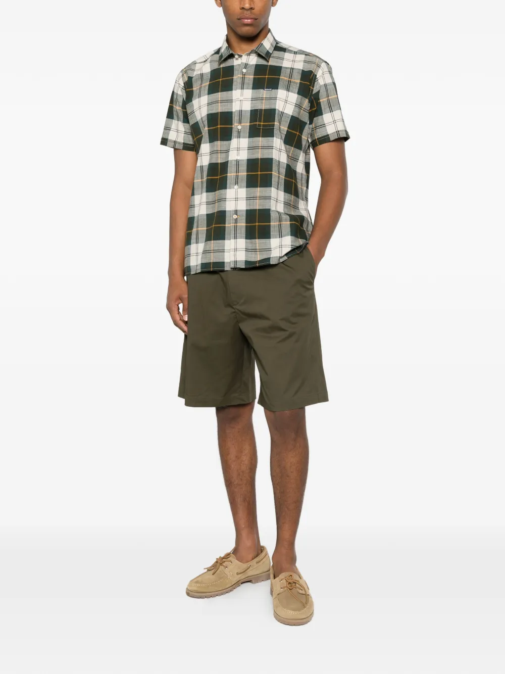 Low Brand George Coulisse shorts met trekkoord en studs Groen