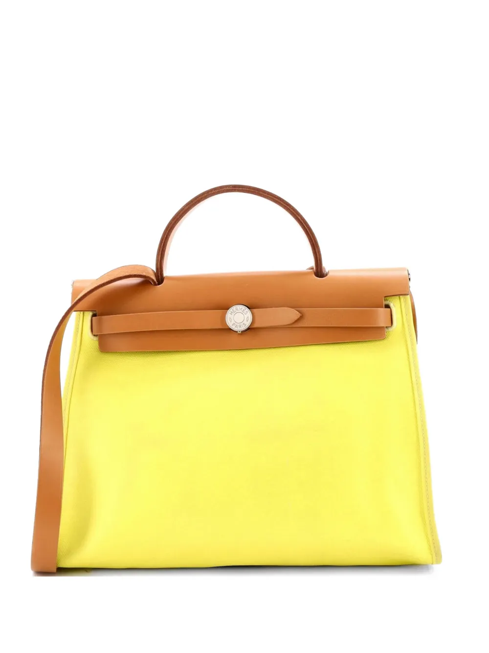 Hermès Pre-Owned Herbag Zip Berline Vache Canvas and Leather 31 shoulder bag - Giallo