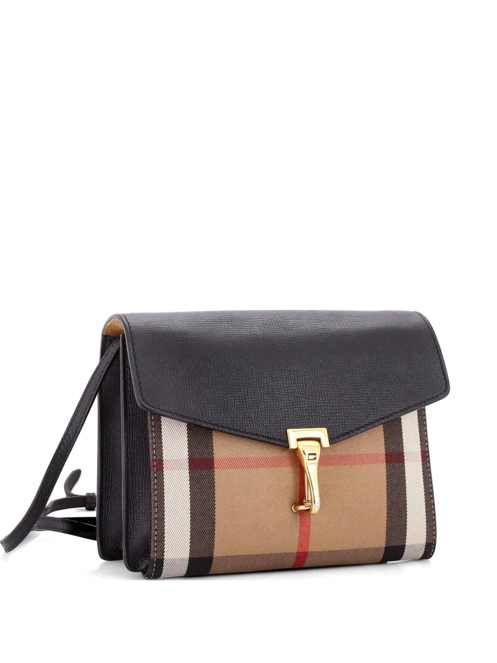 Burberry Pre-Owned Macken Leather and House Check Canvas Small crossbody bag - Nero