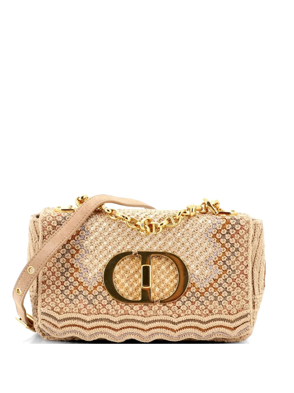 Christian Dior Pre-Owned Caro Bag Cannage Quilt Embroidered Cotton Small shoulder bag - Toni neutri