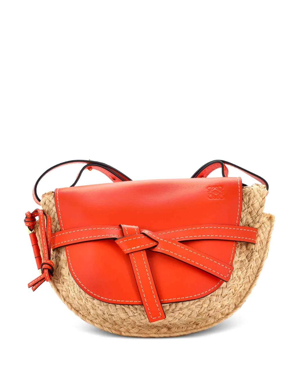 Loewe Pre-Owned Gate Leather with Raffia Small shoulder bag - Toni neutri
