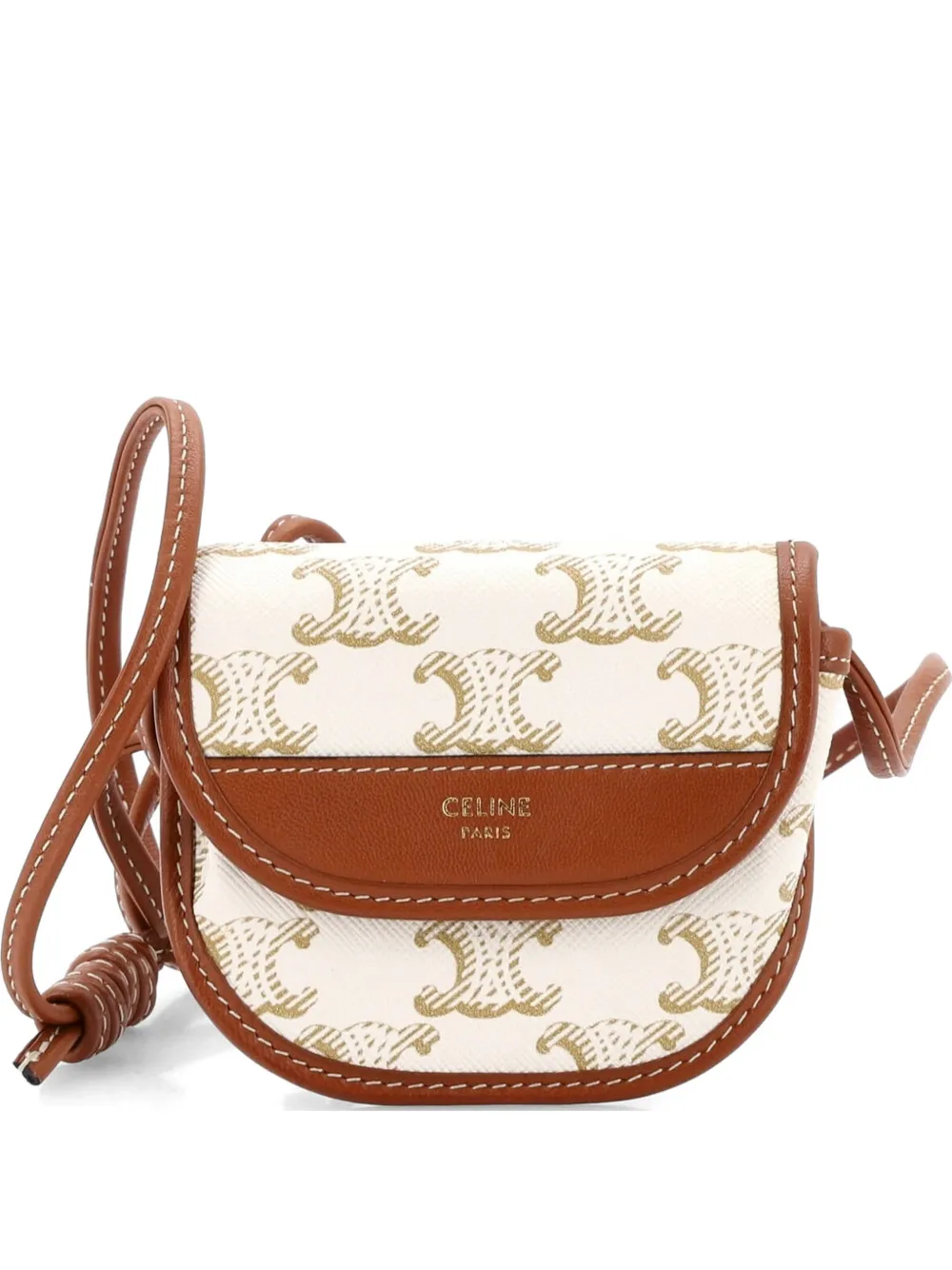 Celine Pre-Owned Airpods Case Flap Bag Triomphe Coated Canva crossbody bag - Toni neutri
