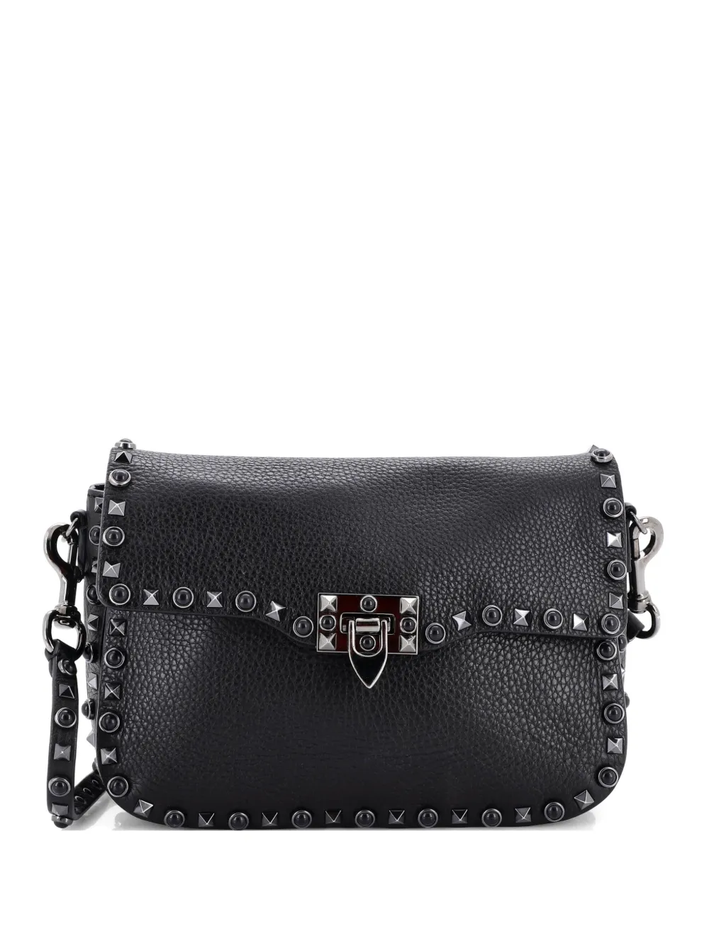 Valentino Garavani Pre-Owned Borsa a tracolla Rolling Rockstud piccola in pelle con cabochon - Nero
