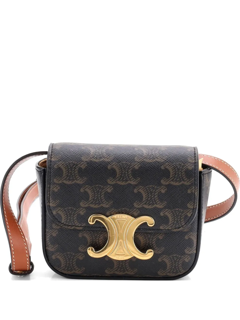 Celine Pre-Owned Claude Triomphe Coated Canvas Mini shoulder bag - Marrone