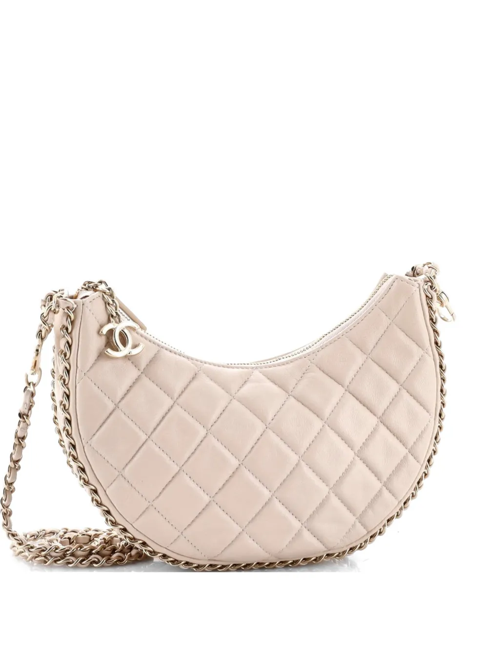 CHANEL Pre-Owned Chain Around Hook Quilted Lambskin Small hobo bag - Toni neutri