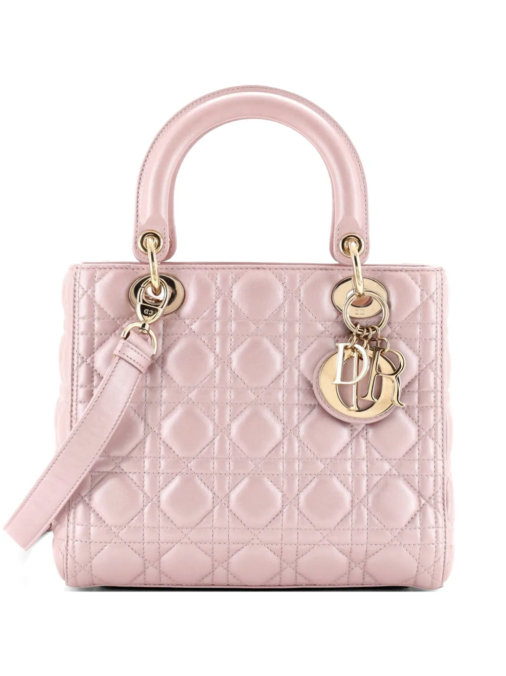 Christian Dior Pre-Owned Lady Dior Bag Iridescent Cannage Quilt Lambskin Medium shoulder bag - Rosa
