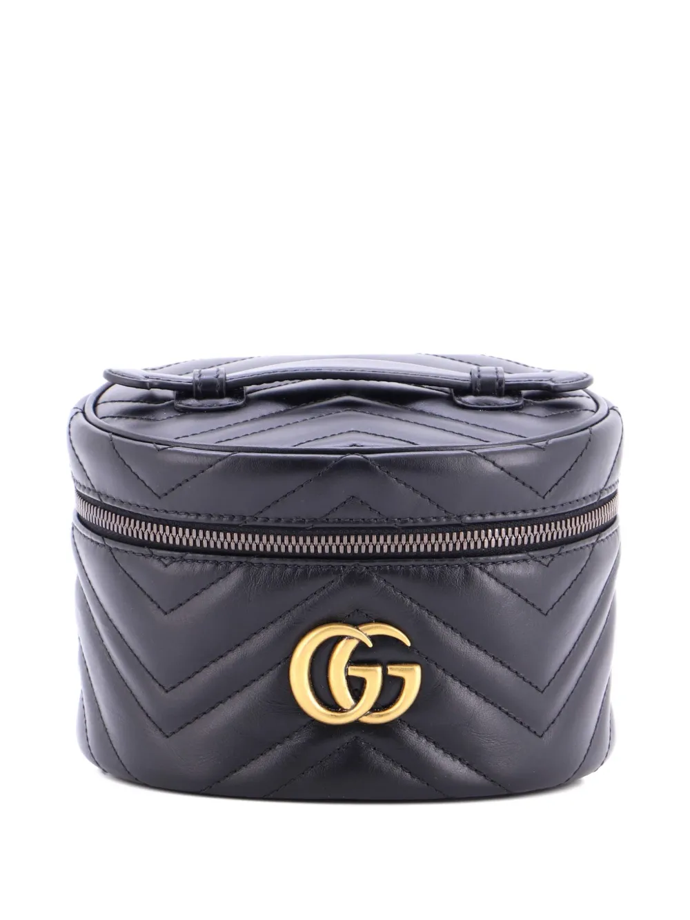 Gucci Pre-Owned GG Marmont Top Handle Cosmetic Case Matelasse Leather Mini pouch - Schwarz