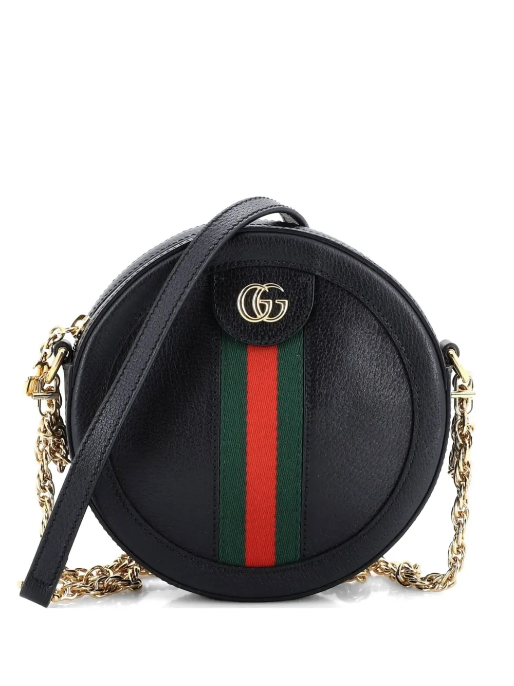 Gucci Pre-Owned Ophidia Round Shoulder Bag Leather Mini crossbody bag - Nero