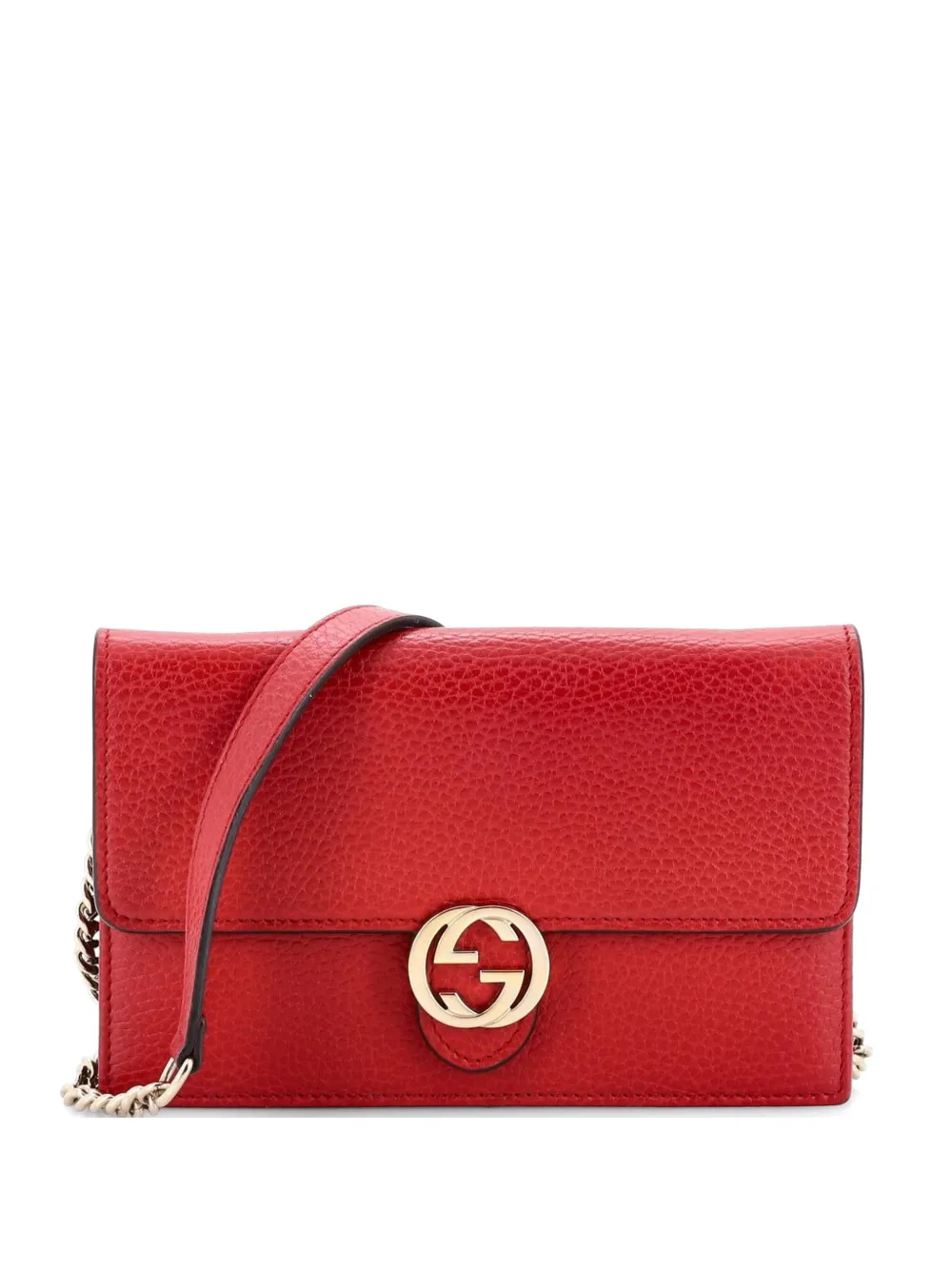 Gucci Pre-Owned Interlocking Wallet on Chain Leather crossbody bag - Rosso