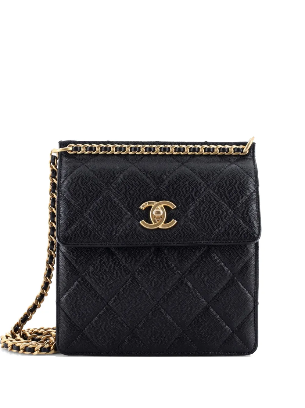 CHANEL Pre-Owned Top Chain CC Square Quilted Caviar Small crossbody bag - Nero