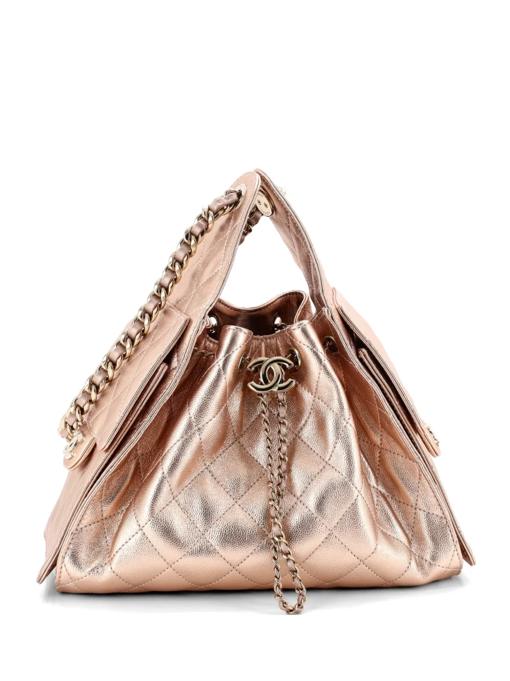 CHANEL Pre-Owned 25 Quilted Metallic Caviar Small hobo bag