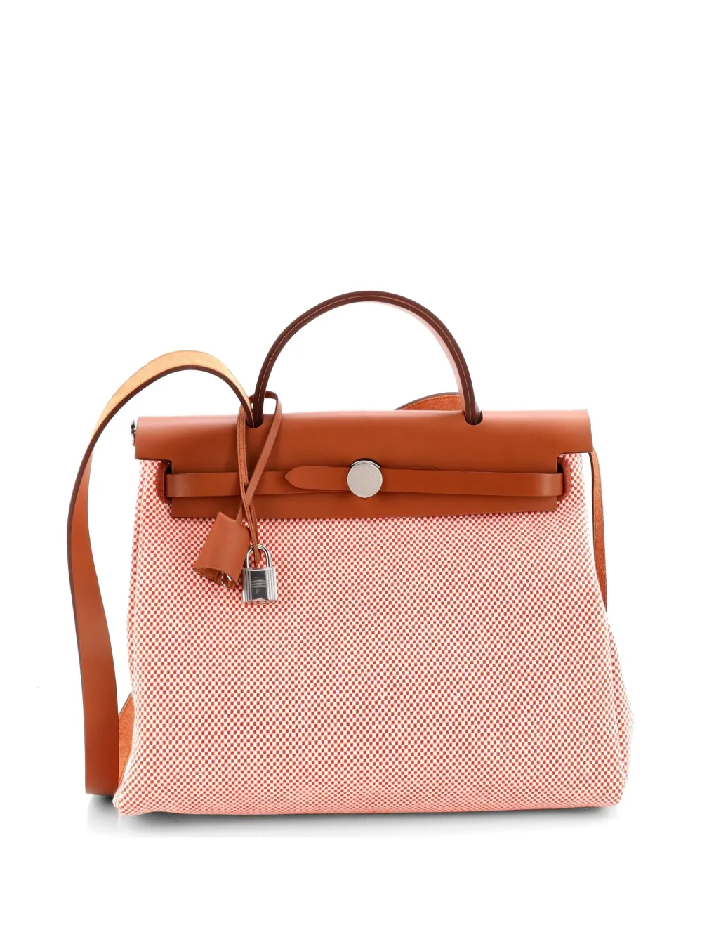 Hermès Pre-Owned Herbag Zip Criss Viking Toile and Leather 31 shoulder bag - Orange