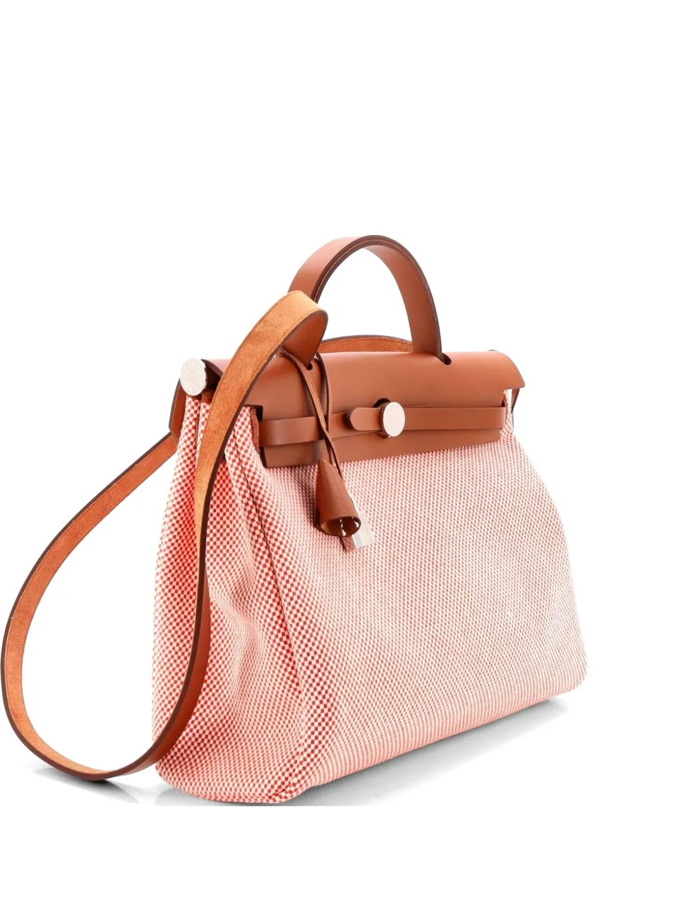 Hermès Pre-Owned Herbag Zip Criss Viking Toile and Leather 31 shoulder bag - Arancione