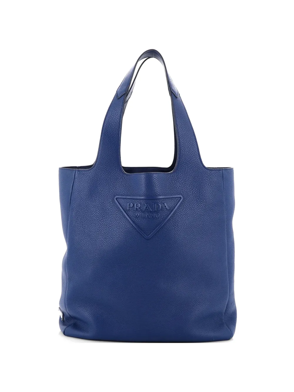 Prada Pre-Owned Triangle Logo Open Leather Large tote bag - Blu