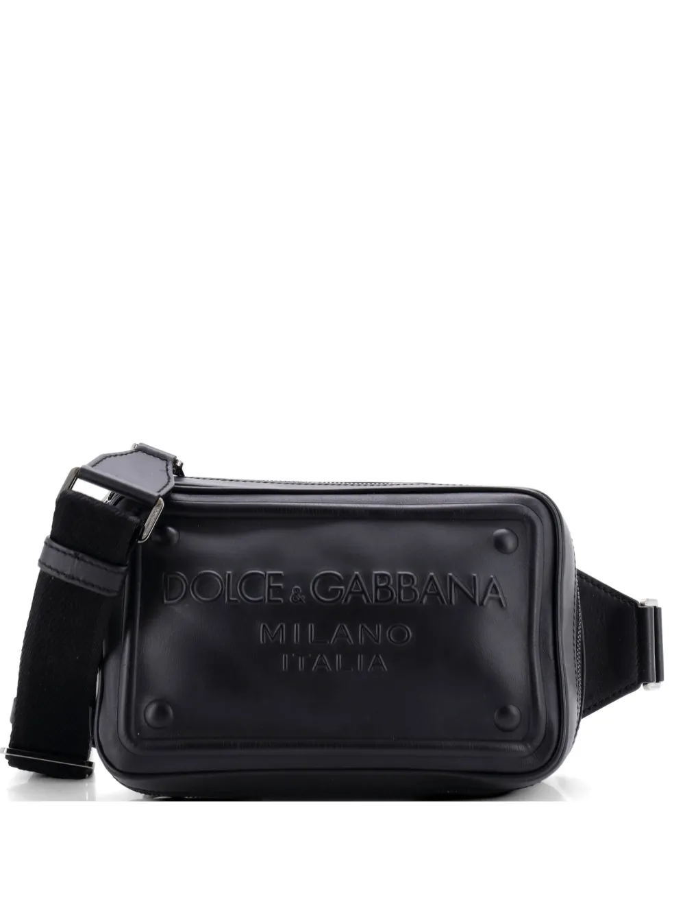 Dolce & Gabbana Pre-Owned Raised Logo Embossed Leather crossbody bag - Nero