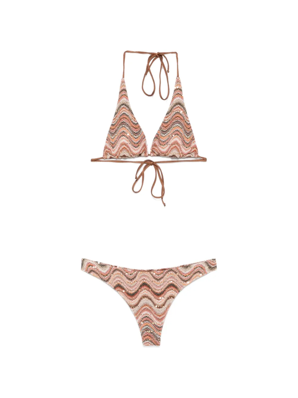 MC2 Saint Barth bikini Naomi en maille à motif zig-zag et à sequins - Tons neutres