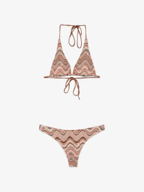 MC2 Saint Barth Naomi sequin-embellished zigzag-knit bikini